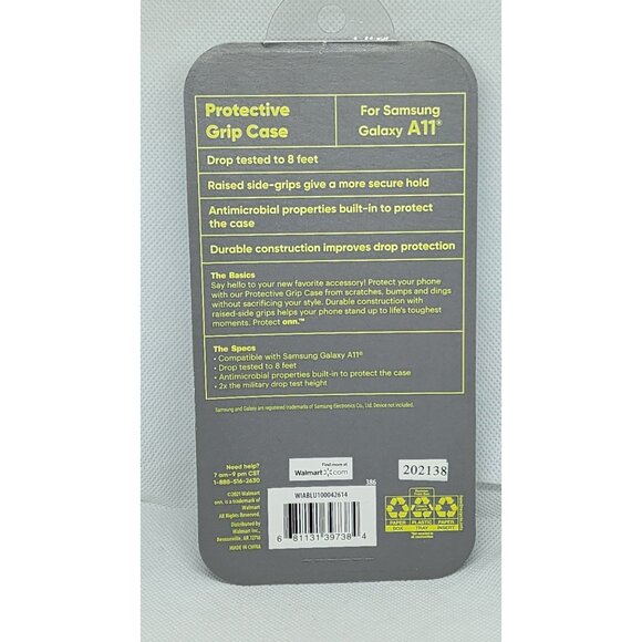 Samsung Galaxy A11 Protect Onn Raised Side Grips Antimicrobial Durable Grip Case - Picture 2 of 4